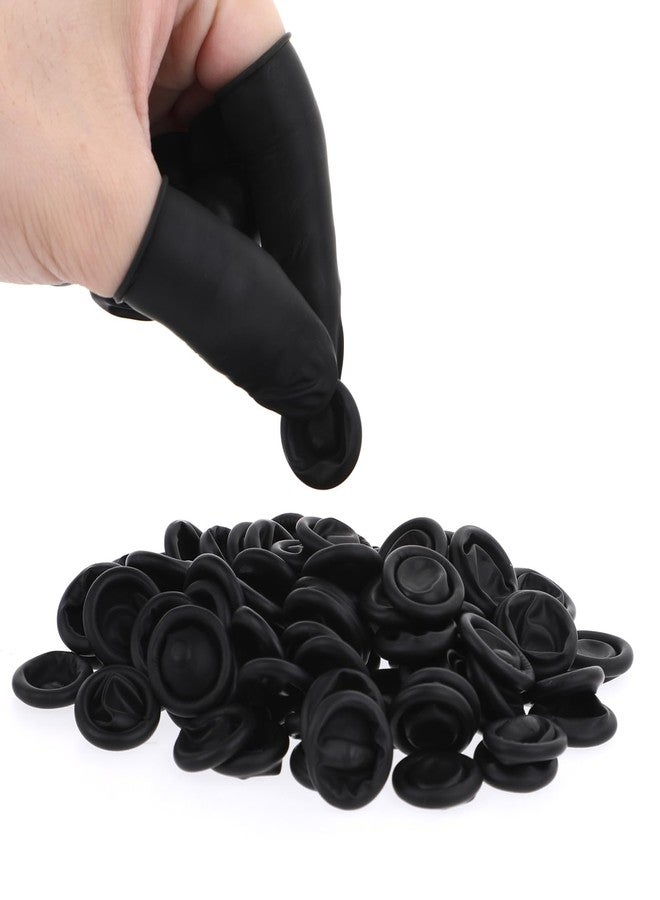 Apausvcm 100 Pcs Finger Cots, Disposable Silicone Fingertips Protective Suitable for Beauty Manicure Massage (Black) - Image 1